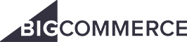 White rectangle logo with black and white contrast triangle and the words BigCommerce inside